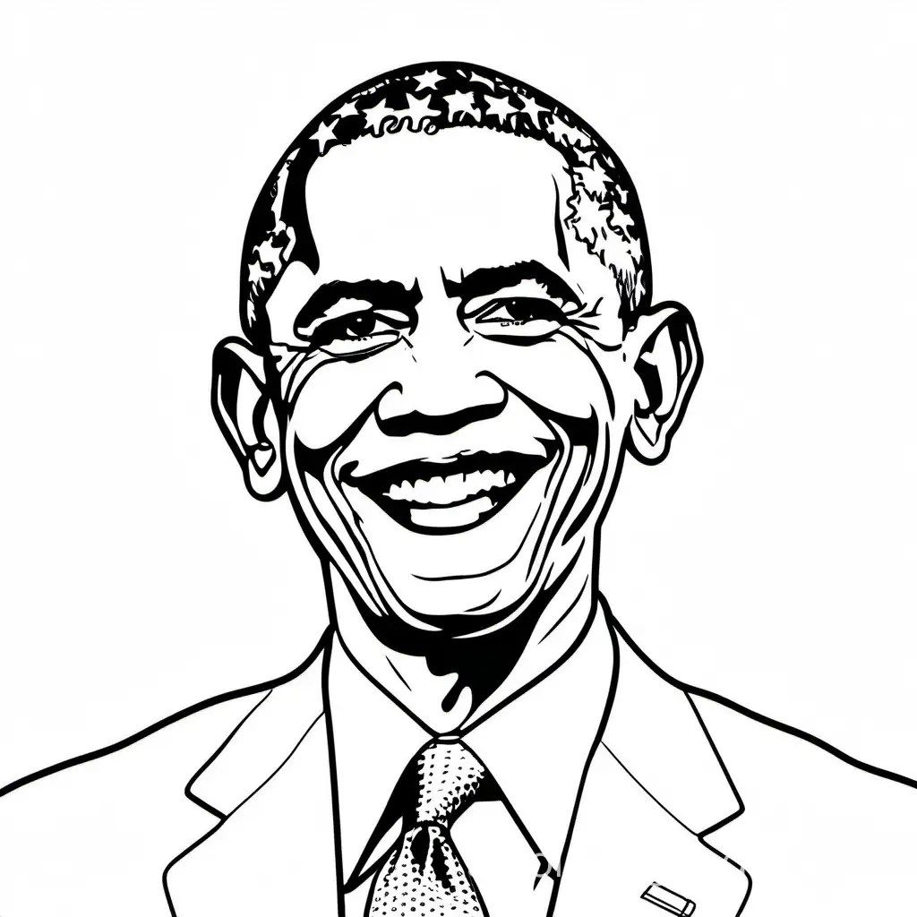 Barack Obama Coloring Page for Kids Simple and Easy Line Art on White