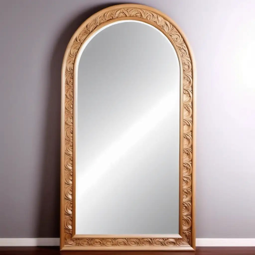 Rustic Wooden Arch Mirrors with Carved Natural Designs MUSE AI