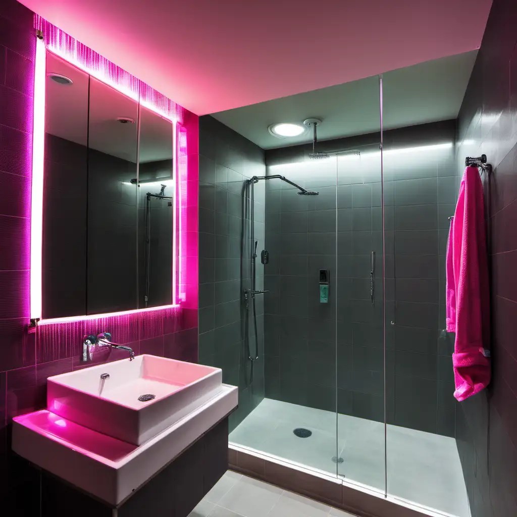 Vibrant NeonLit Shower Room Experience MUSE AI
