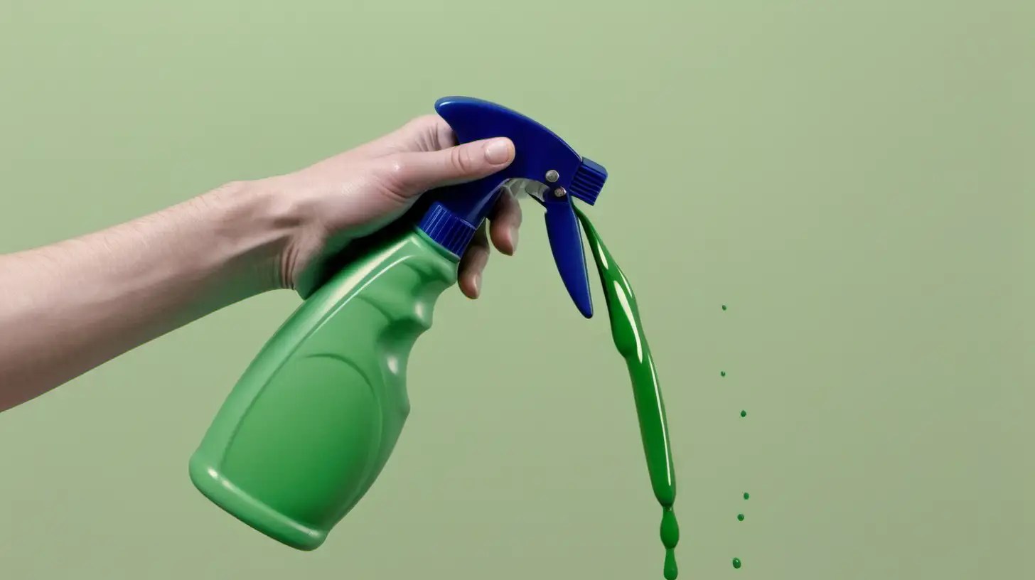 EcoFriendly Hand Holding Cleaning Spray with Green Liquid MUSE AI