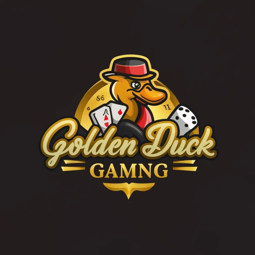 LOGO Design for Golden Duck Gaming Friendly Duck Casino Theme on Clear
