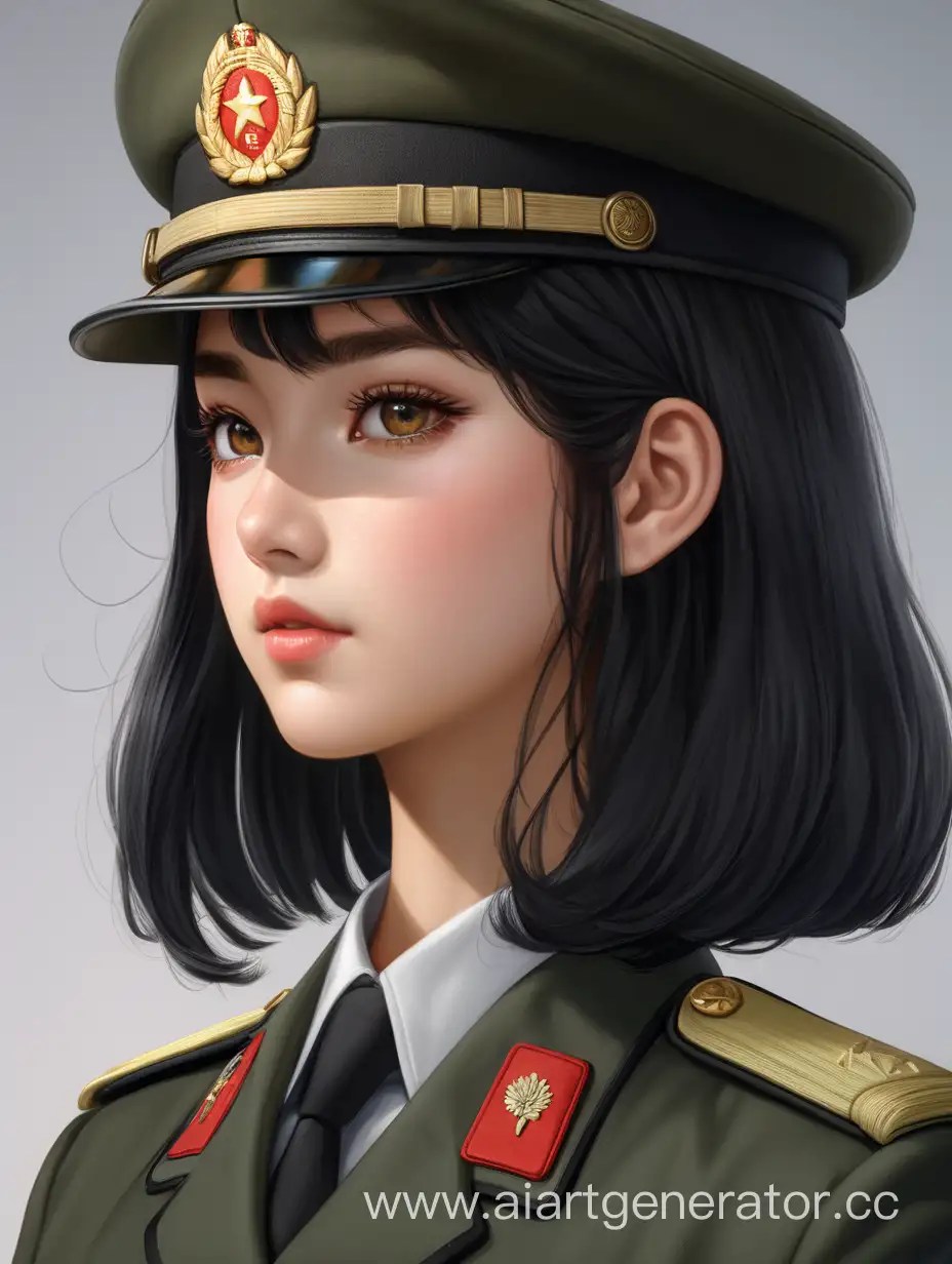 Elegant Female Officer in Peoples Liberation Army Uniform 8K High