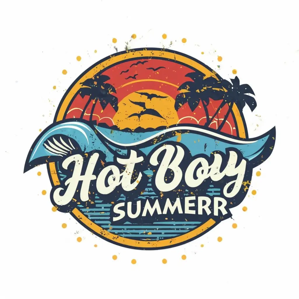 LOGO Design For Hot Boy Summer Vibrant Surfing Board with Playful