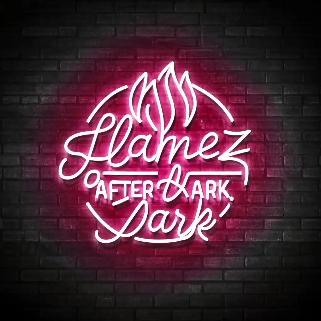LOGO Design For Flamez After Dark Fiery Neon Logo in Rose Pink with 3D