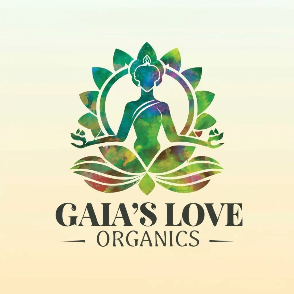 LOGO Design for Gaias Love Organics Mother Gaia Meditating with Emerald