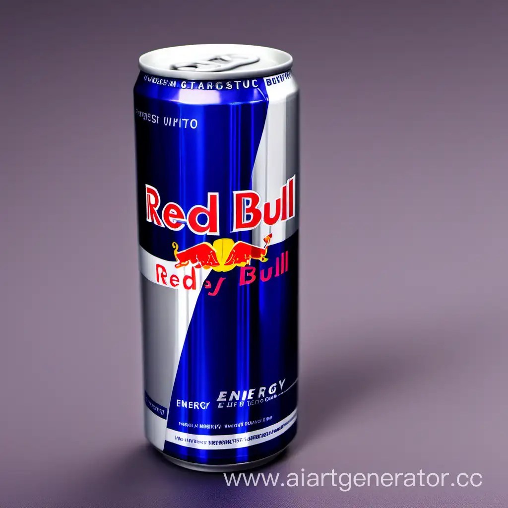 Vibrant Red Bull Energy Drink Can on Fiery Background AI Art Generator