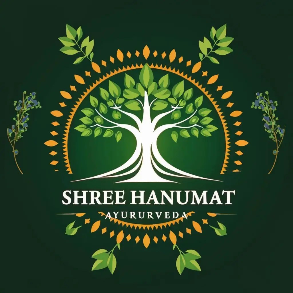 LOGO Design For Shree Hanumat Ayurveda Tranquil Tree and Sun