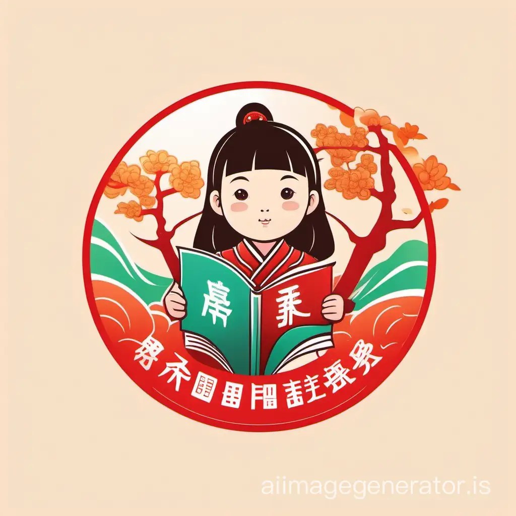 Vibrant Chinese Learning Adventures Kids Language School Logo AI