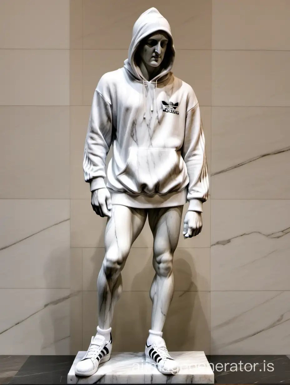 Marble Greek Statue Wearing Adidas Hoodie Sculpture AI Image Generator