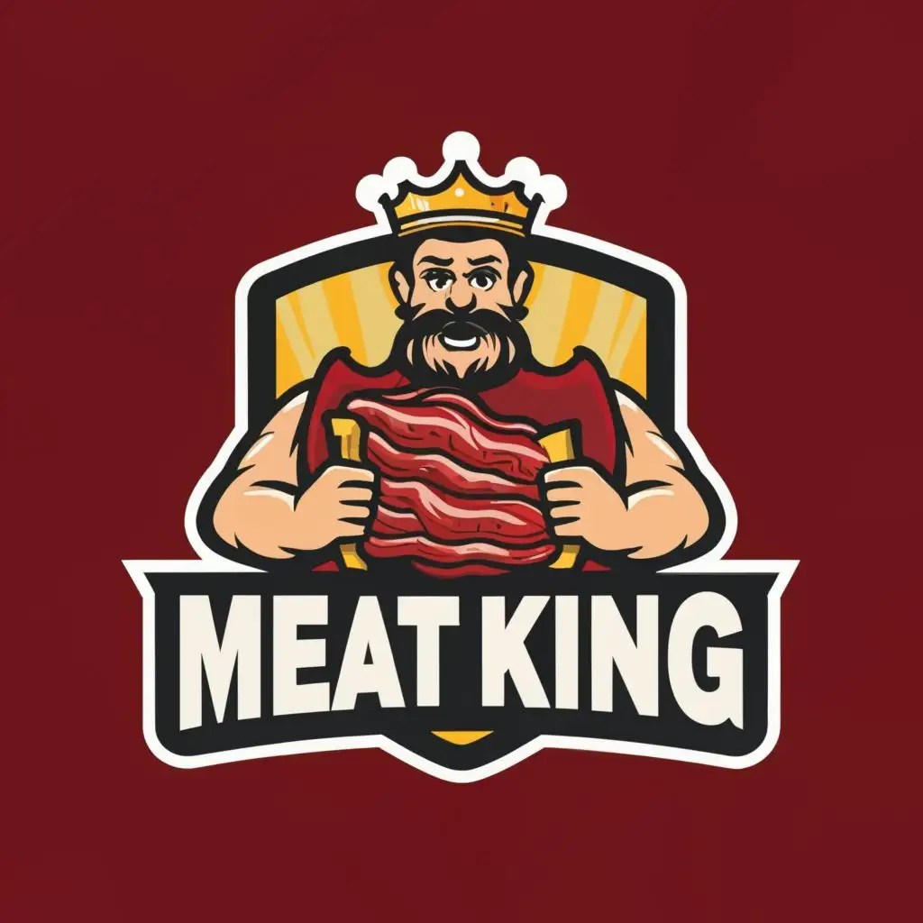 LOGO Design for Meat King Regal Figure Enjoying a Beef Rib Typography Dominant AI Logo Maker