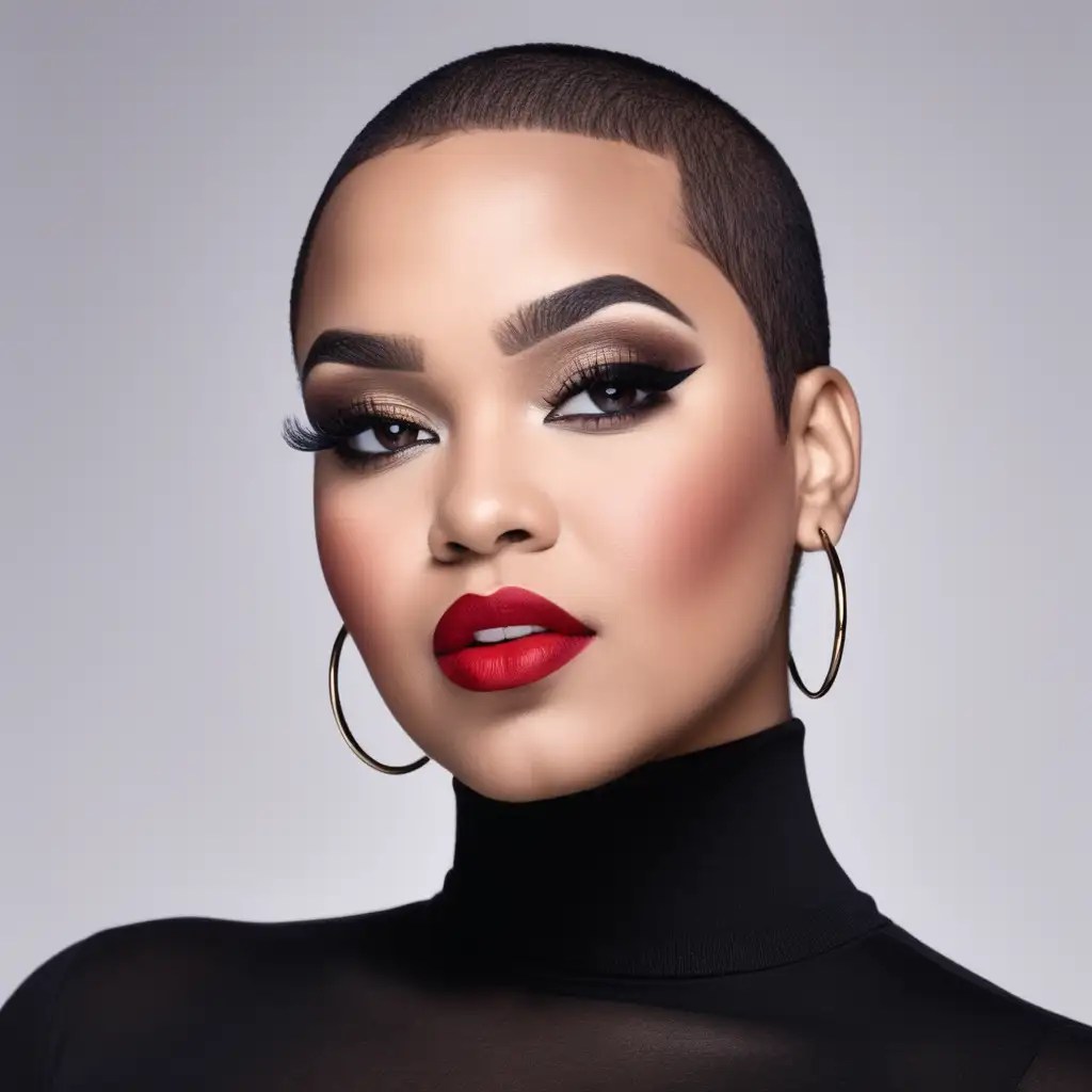 Stunning Plus Size Model Showcasing Red Lipstick and Bold Fashion MUSE AI