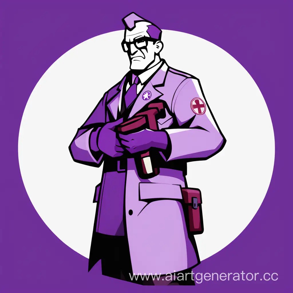 Team Fortress 2 Medic in Intense Purple Battle Gear AI Art Generator