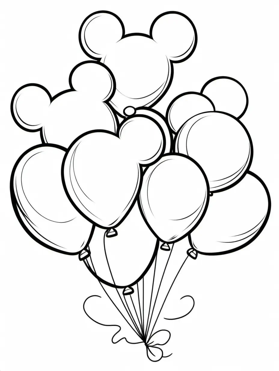 Mickey Mouse Ears Balloons Coloring Page for Kids MUSE AI