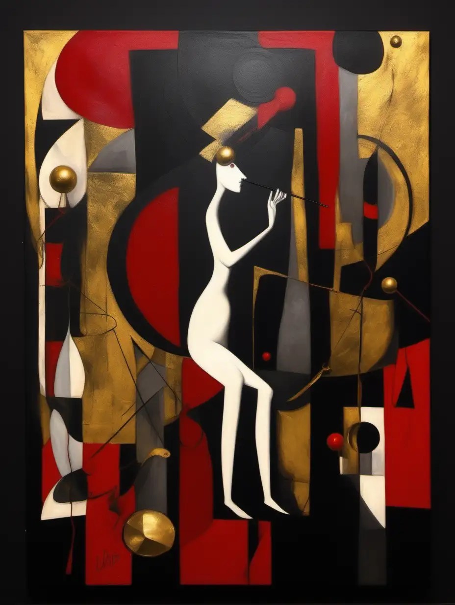 Dadaism Art in Black Red and Gold MUSE AI