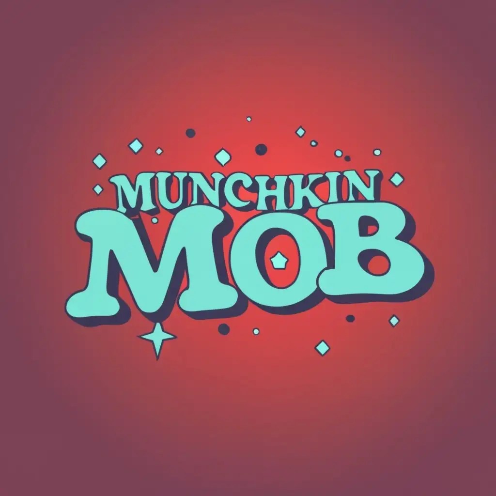 LOGO Design For MUNCHKIN MOB Vibrant Aqua Typography on a Bold Red