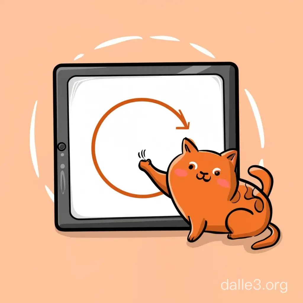 Orange Cat Drawing a Circle on Tablet Screen Dalle3 AI