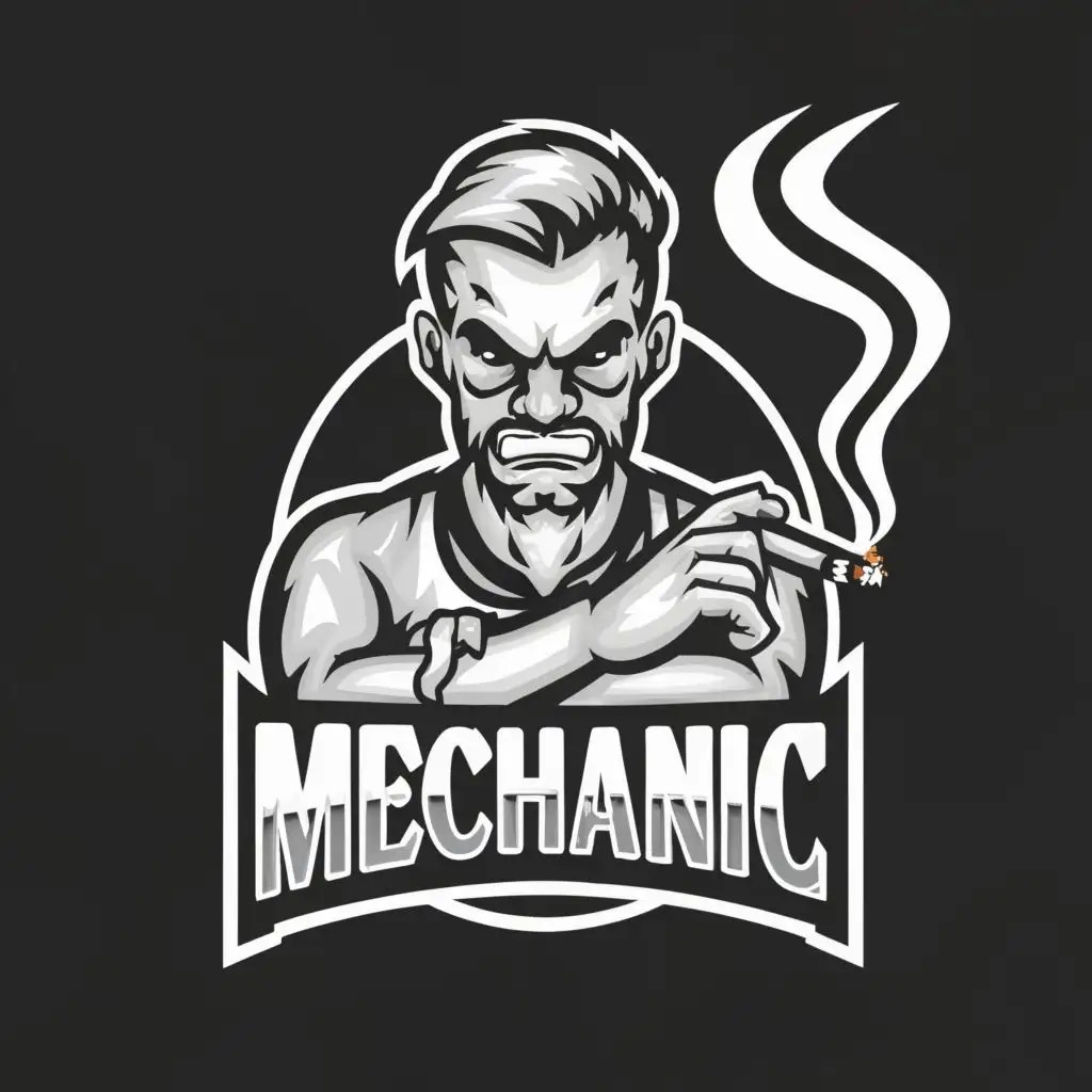 LOGO Design For Mechanic Bold Black and White Aesthetic with Edgy