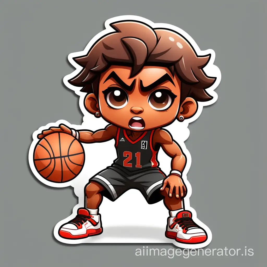 Chibi Basketball Player with Surprise Sticker Style AI Image Generator