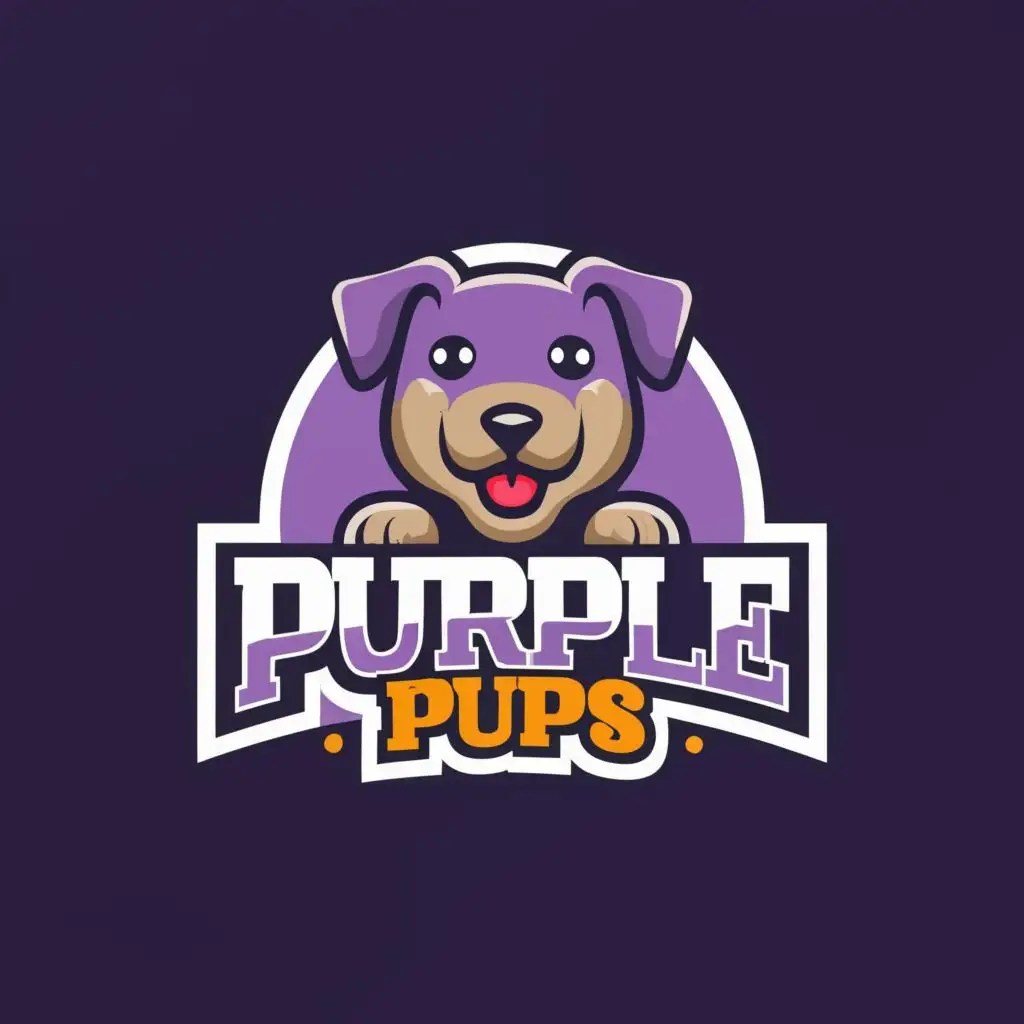 LOGO Design For Purple Pups Playful Typography with a Vibrant Canine