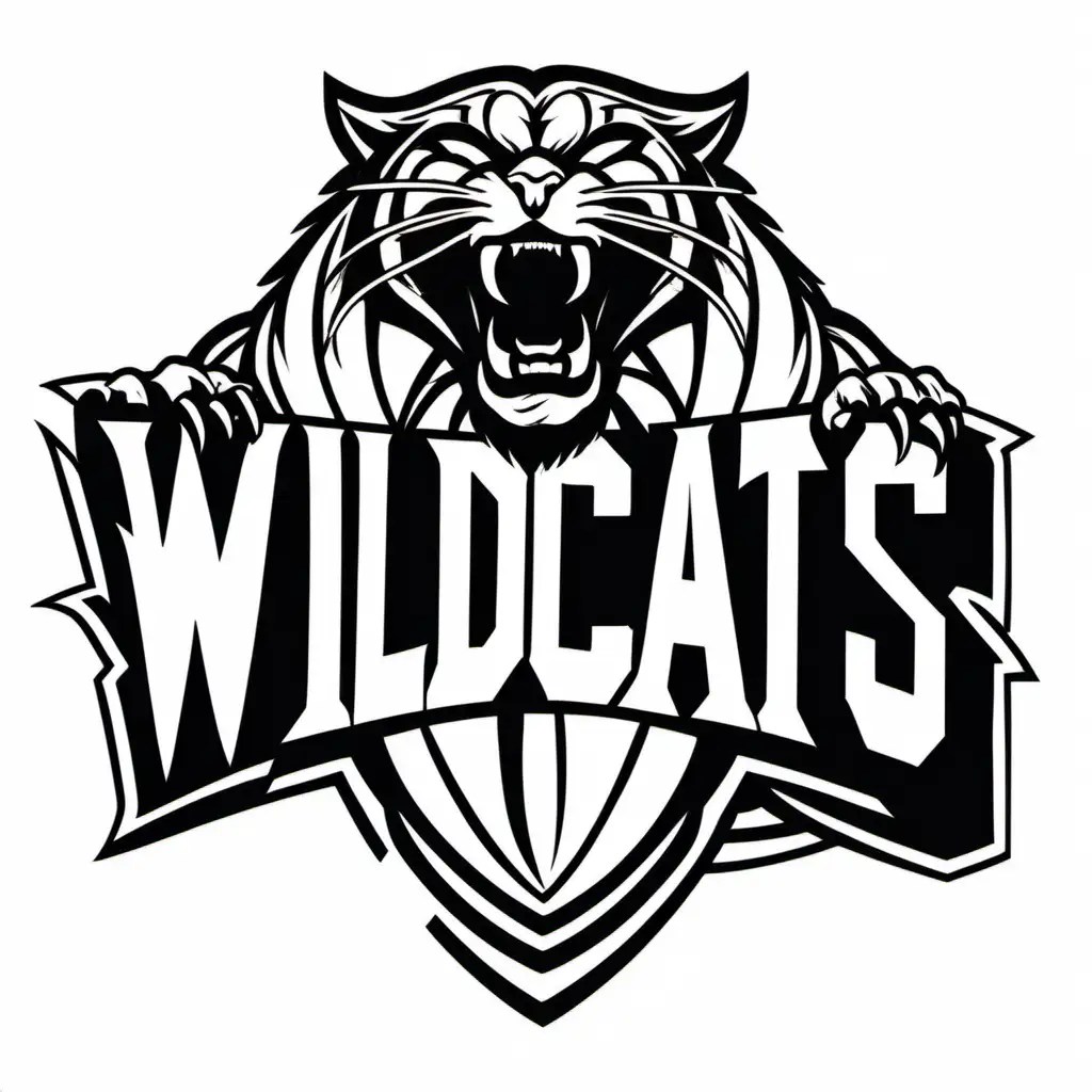 Dynamic Wildcats Football Art with Striking Black Outline on Clean White Background MUSE AI