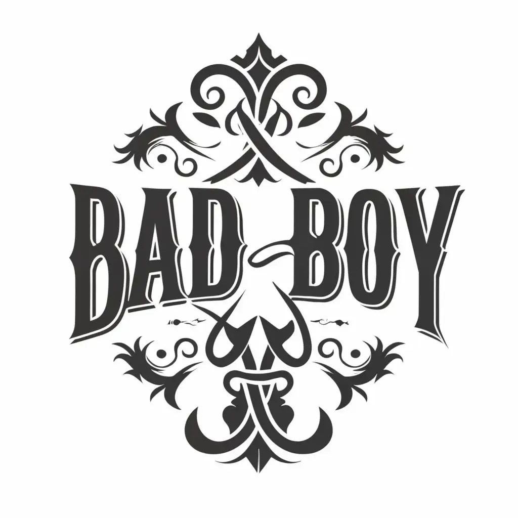 LOGO Design For Bad Boy Bold Black White Typography in Gangster Tattoo Style AI Logo Maker