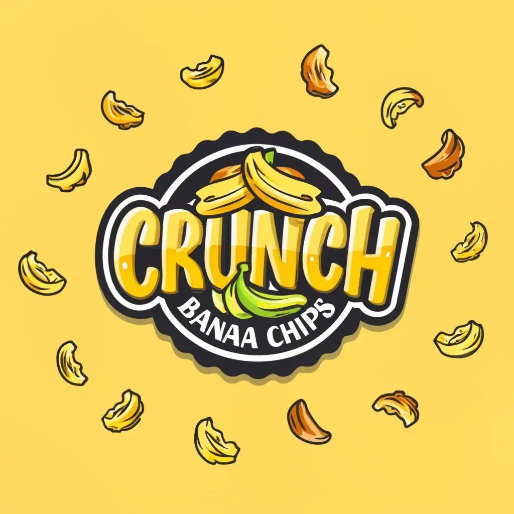 LOGO Design for Golden Crunch Banana Chips Vibrant Yellow with Banana and Slices Theme AI Logo