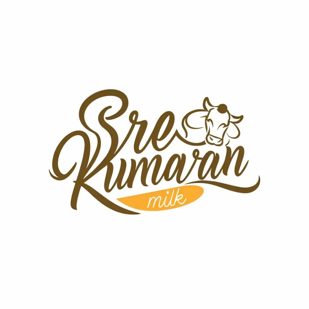 LOGO Design For SREE KUMARAN Elegant Text with Cow Milk and Ghee Symbol