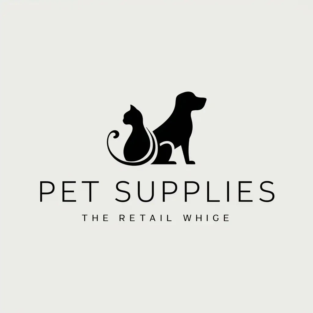 LOGO Design For Pet Supplies Minimalistic Cat and Dog Symbol for Retail