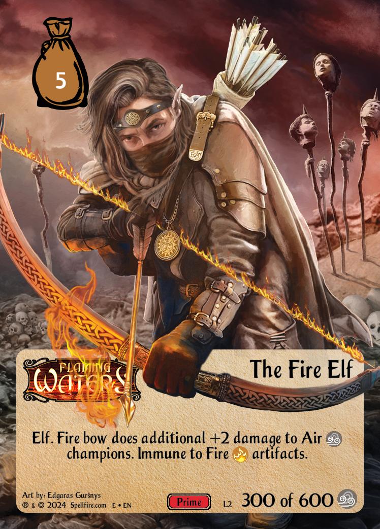 The Fire Elf Level 1 Spellfire card Prime edition