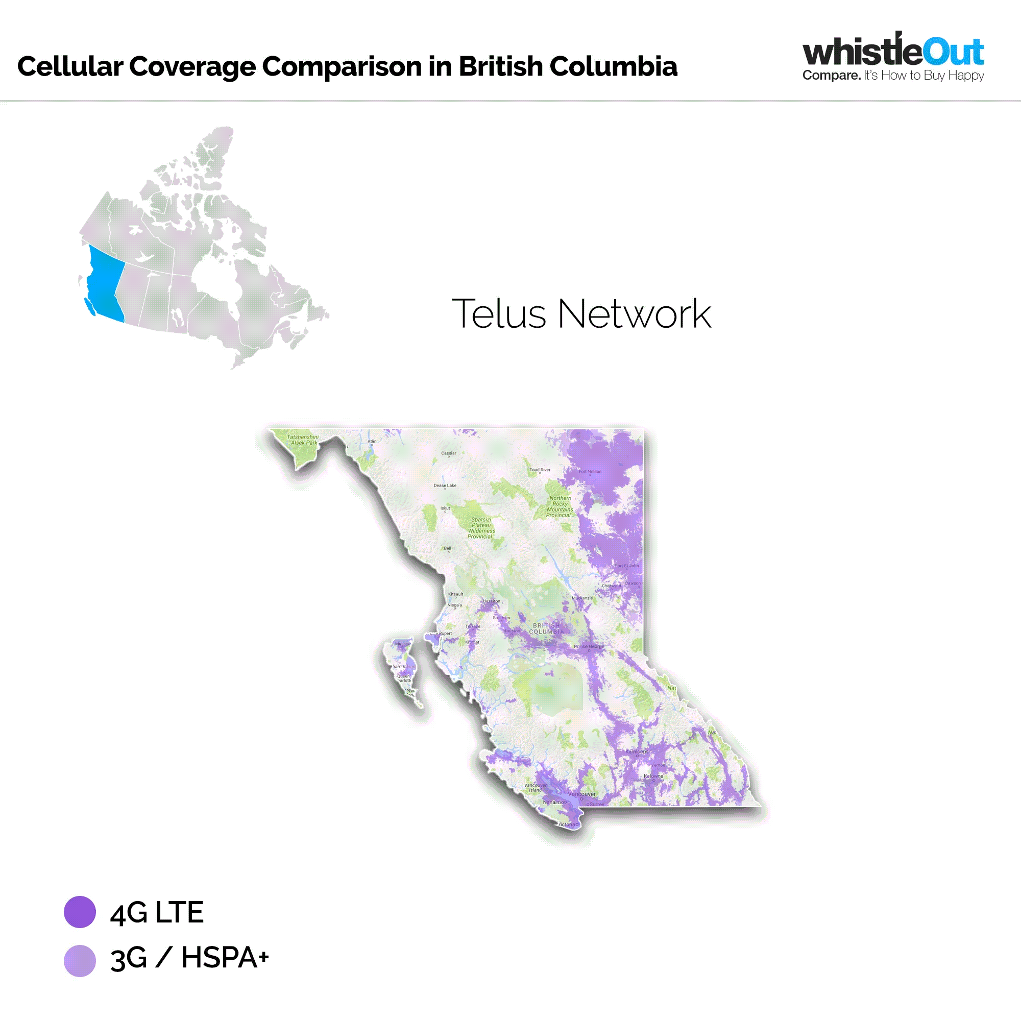 At&T In Canada Map Of Coverage Best Cell Phone Coverage in British Columbia WhistleOut