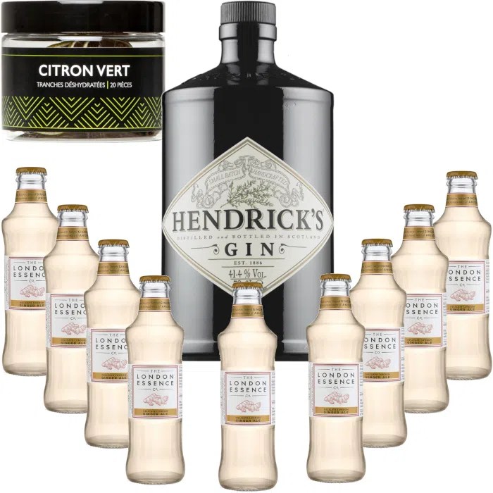 Pack Gintonic Gin Hendricks 41,3° + 9London Essence "Ginger Ale" + Pot De 20 Tranches De