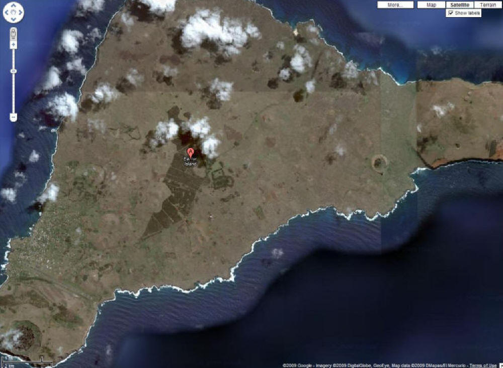 Easter Island's famous stone heads look upward to the stars.