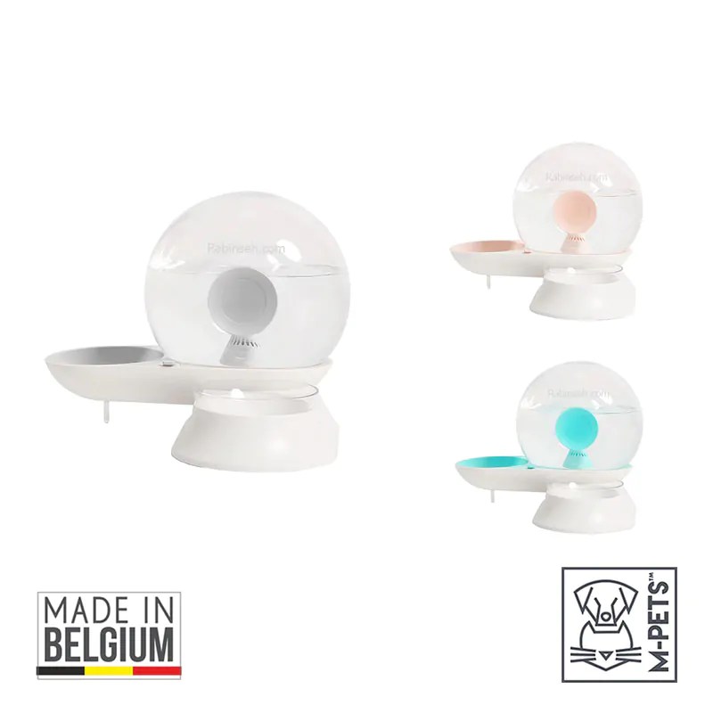 آبخوری مخزن دار + ظرف غذا گربه و سگ ام پتز بلژیک + فیلتر تصفیه آب رابینسه
