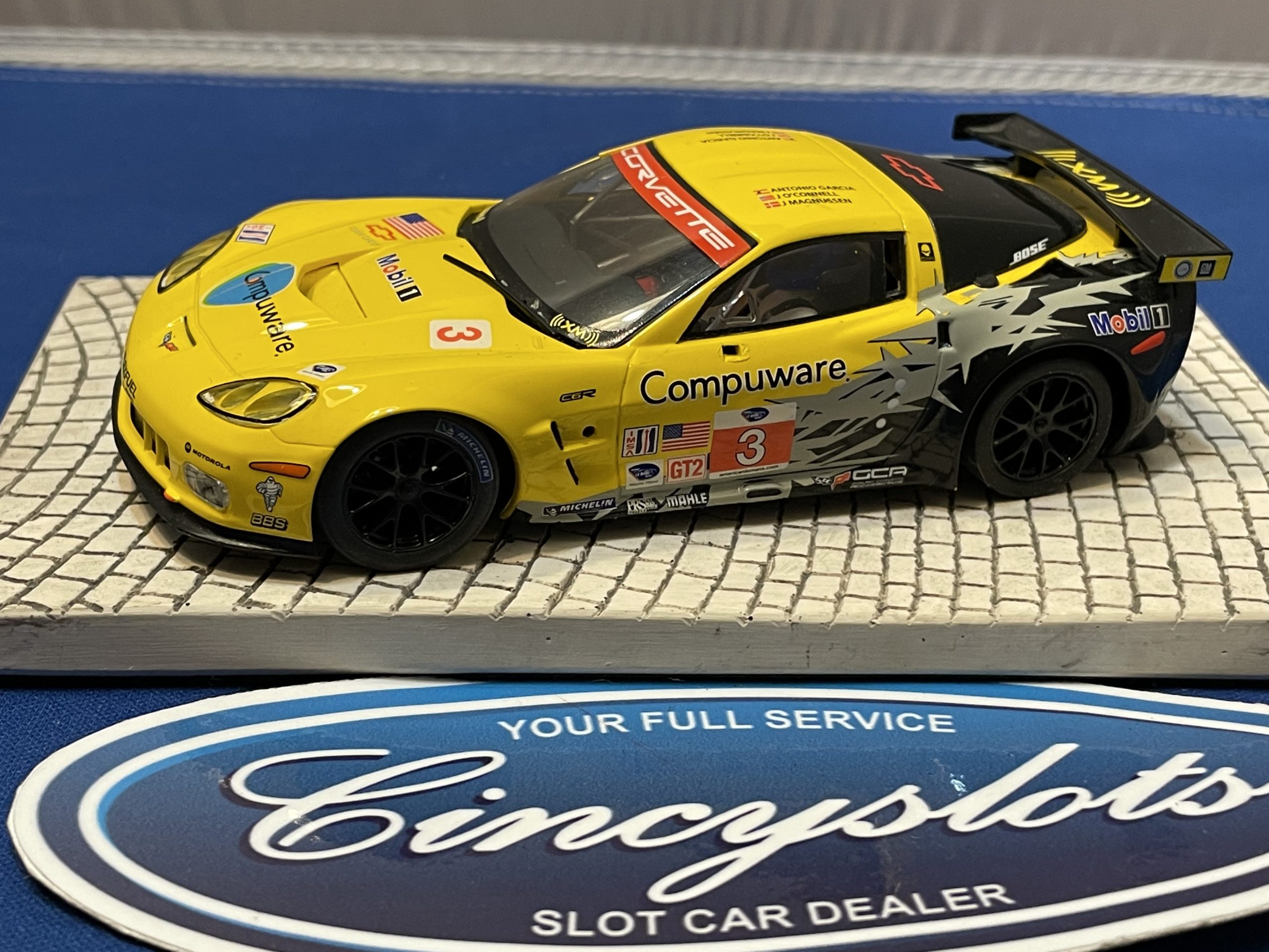 Scalextric Corvette C6R Yellow 1/32 Slot Car Used No Box