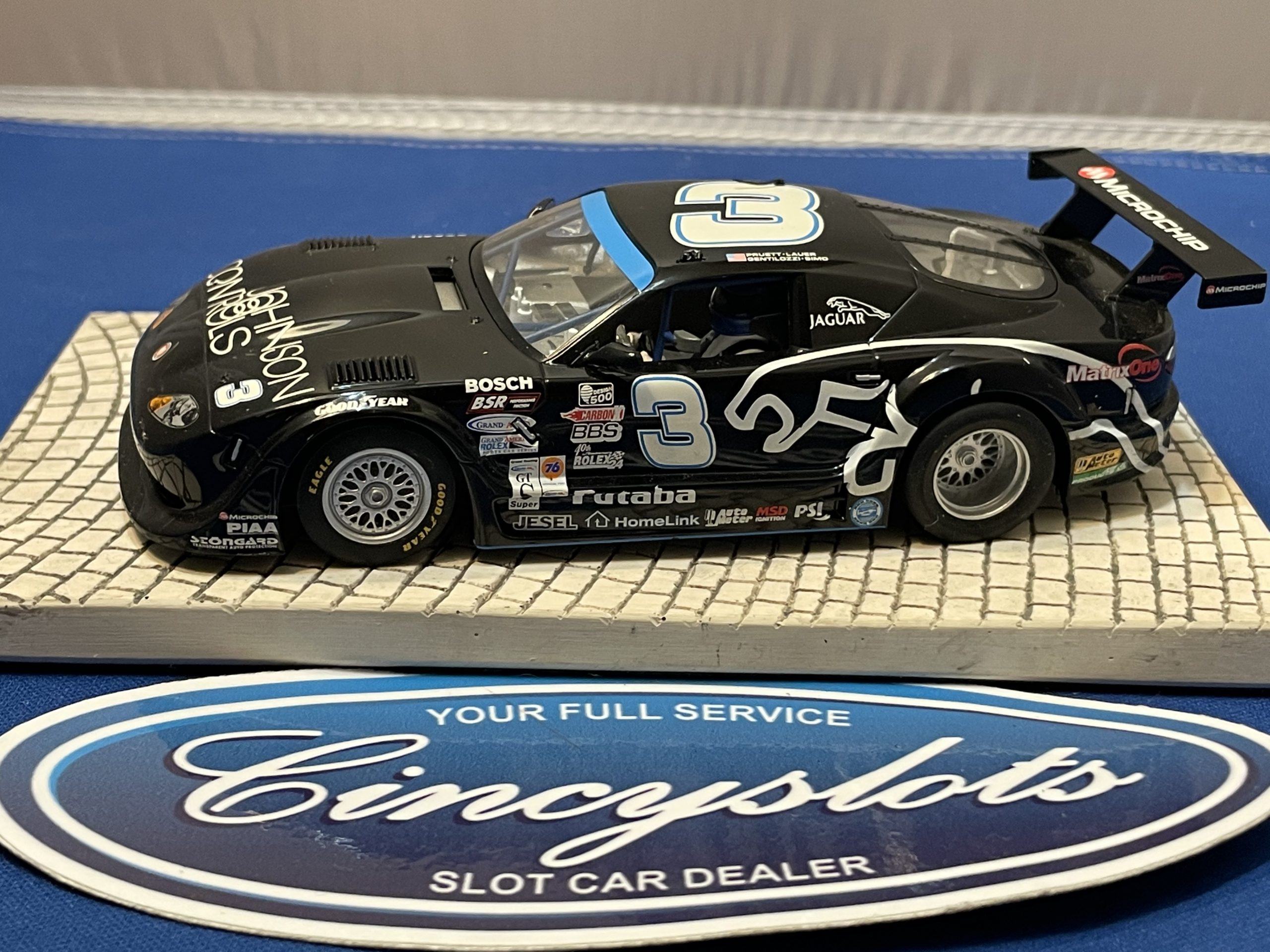 Scalextric C3013 Jaguar XKRS Slot Car Black Lightly Used W/Box