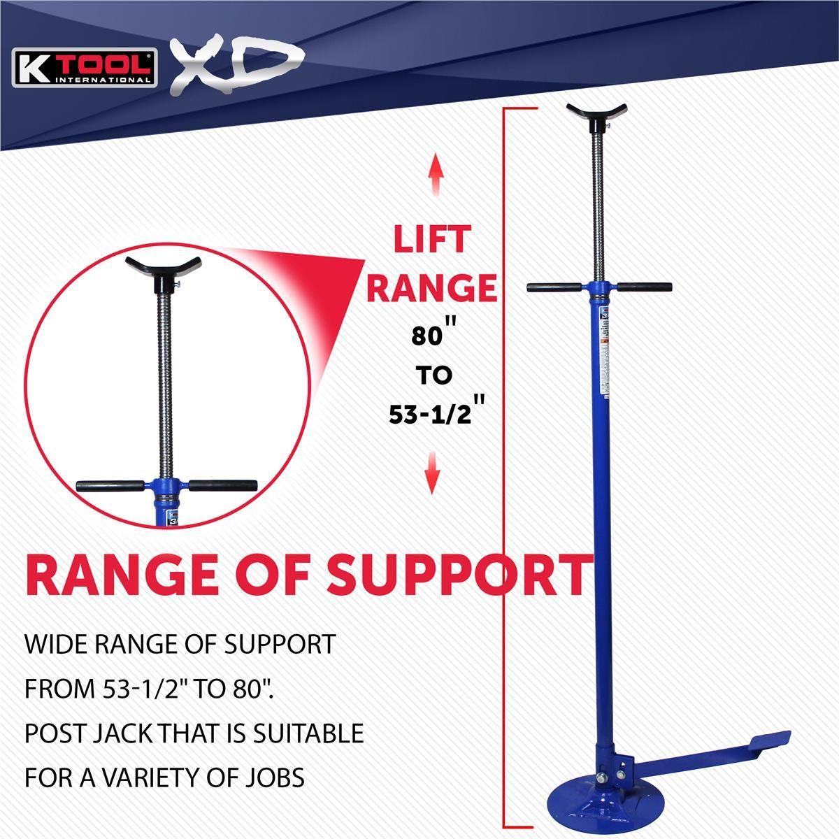 KTool 1,500 lb. (3/4 ton) Under Lift Jack Stand with Pedal