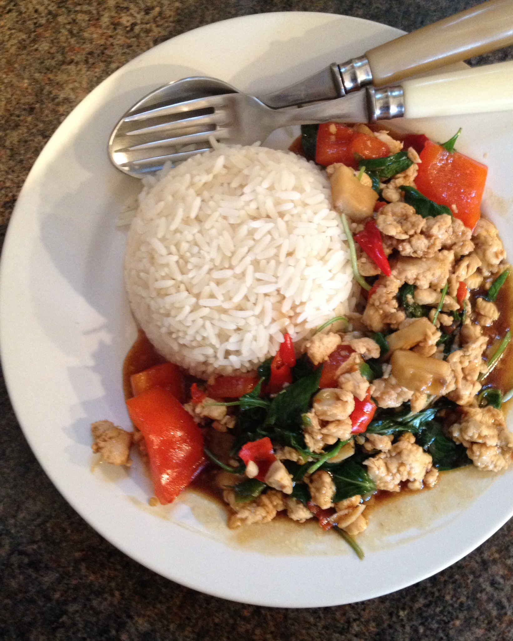 pad krapow gai Racey's easy Thai (ish) cooking