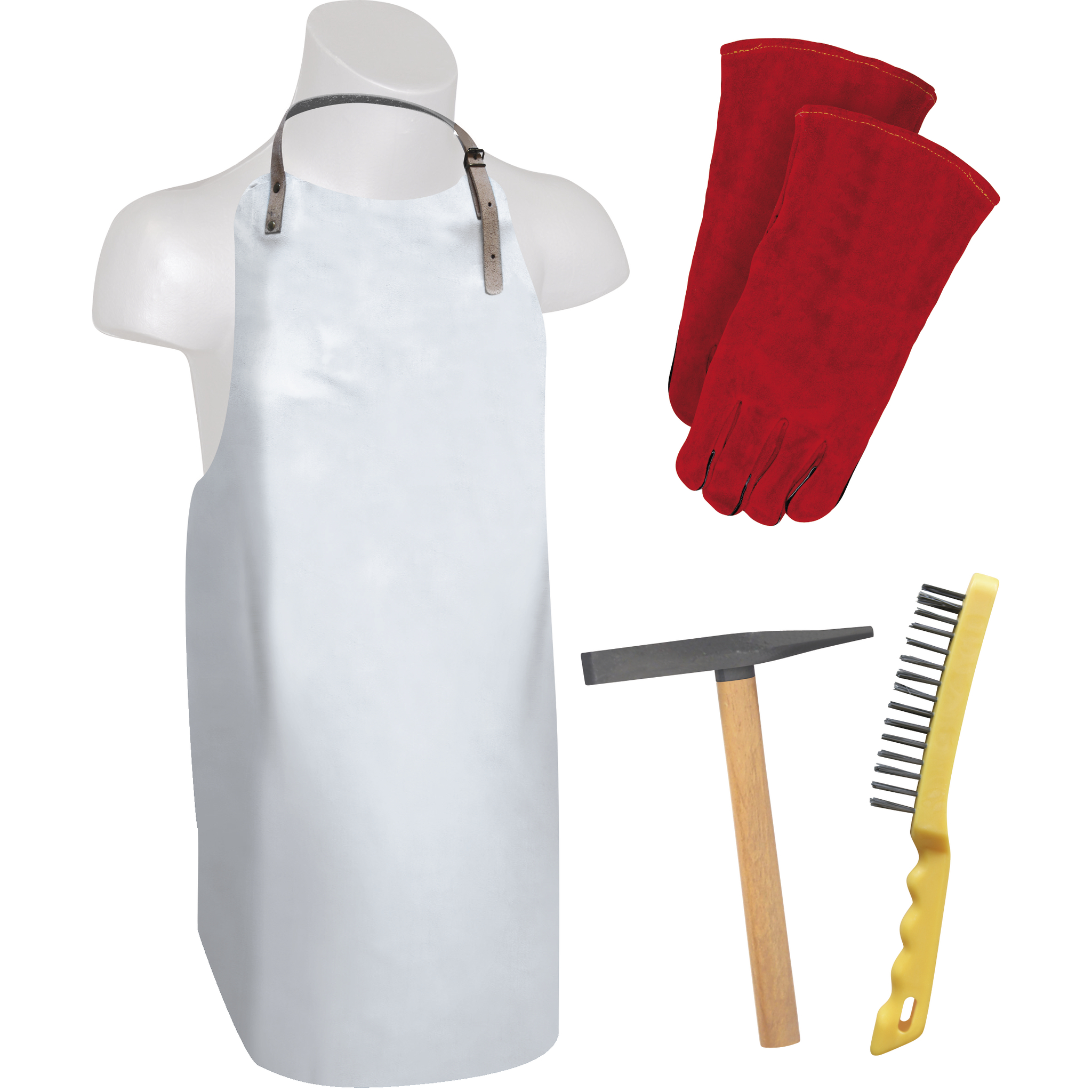 GYS PRO WELDER EQUIPMENT PACK APRON/GLOVES/HAMMER/BRUSH racfey