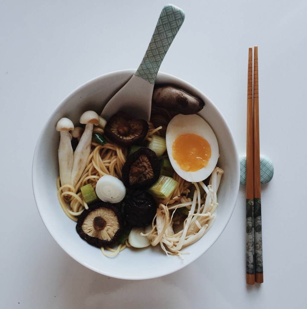 Shimeji, shiitake, eryngii and enoki ramen Rachel Ashenden food, art, culture