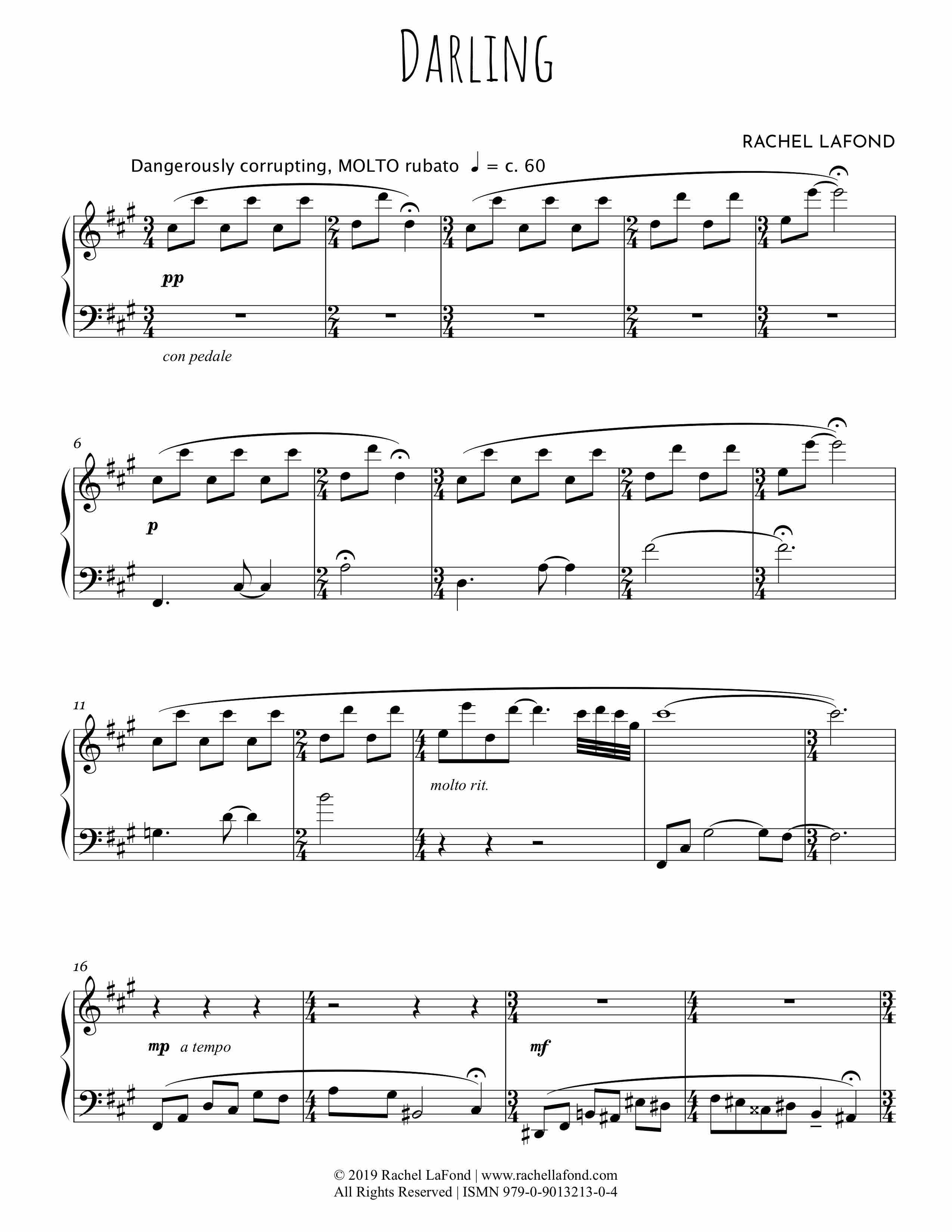 Darling Sheet Music Rachel LaFond