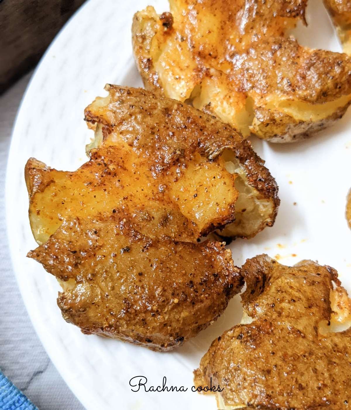 Crispy Air fryer Smashed Potatoes Rachna cooks