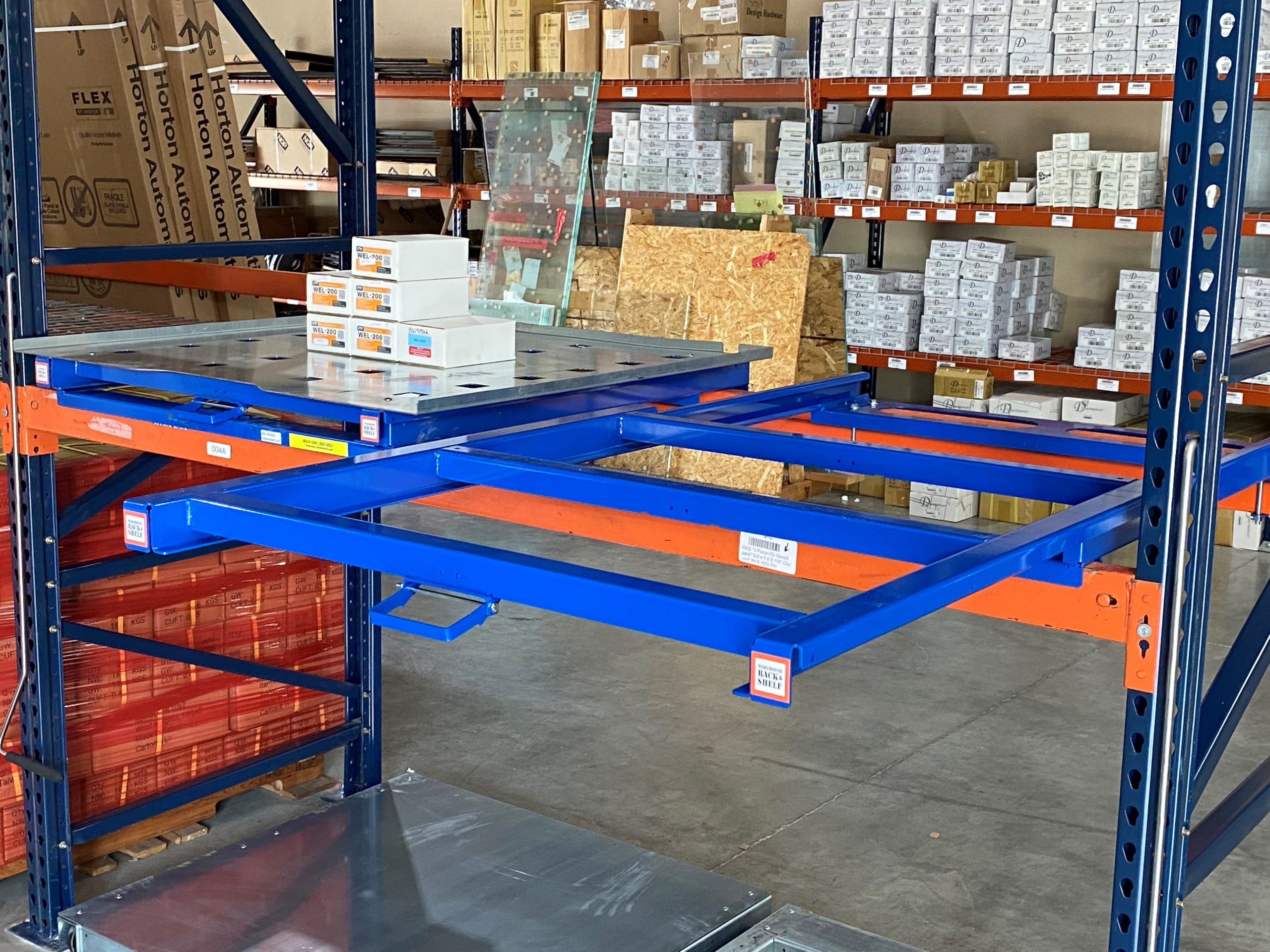 Pull Out Shelf for Pallet Racking Beam or Floor Mounted Roll Out