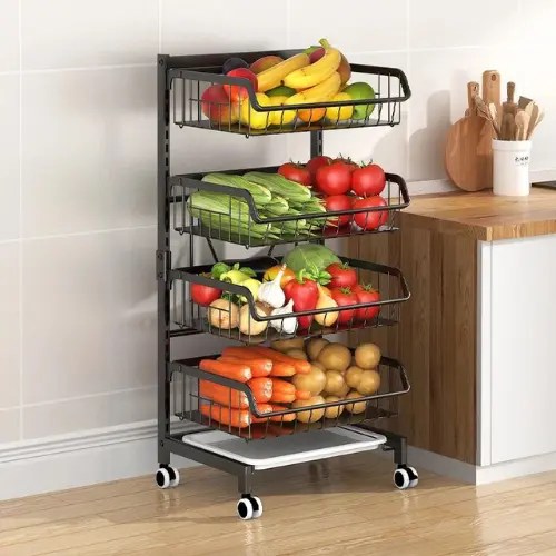 4 TIER BASKET STORAGE RACK, VEGETABLE AND FRUIT