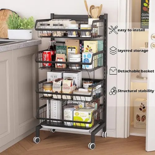 4 TIER BASKET STORAGE RACK, VEGETABLE AND FRUIT