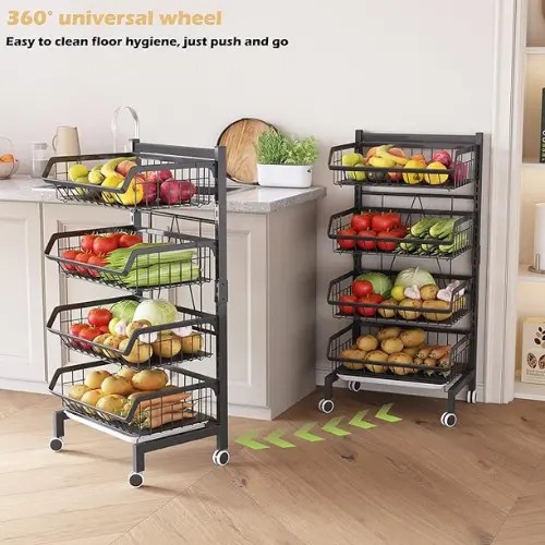4 TIER BASKET STORAGE RACK, VEGETABLE AND FRUIT