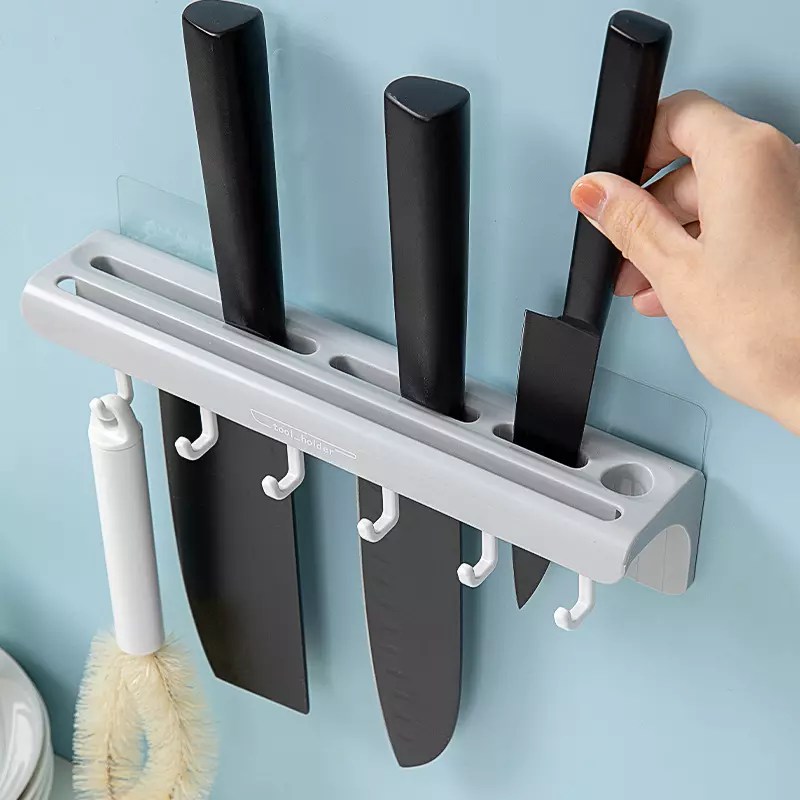 WALL MOUNT KNIFE HOLDER, KITCHEN KNIFE ORGANISER, NO DRILL AND NO SCREW
