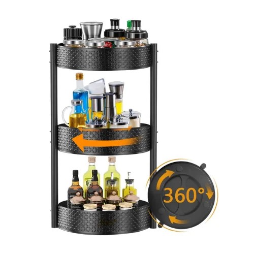 3 TIER TURNTABLE ROTATING SPICE RACK, STAINLESS STEEL RACK, FOR KITCHEN
