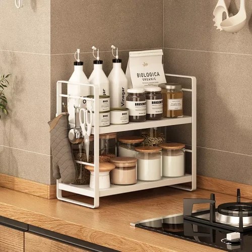 TWO LAYER KITCHEN SPICE RACK, COUNTERTOP SPICE RACK, KITCHEN STORAGE