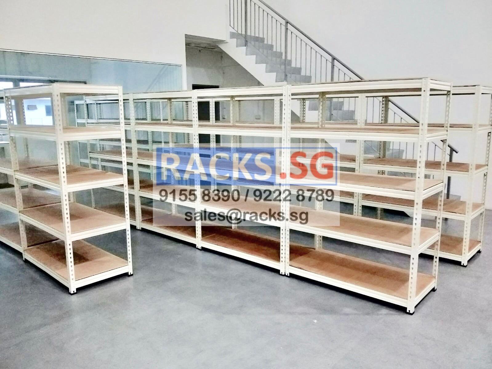 4TIER BOLTLESS RACK WITH PLYWOOD SHELVES Racks.SG Metal Boltless