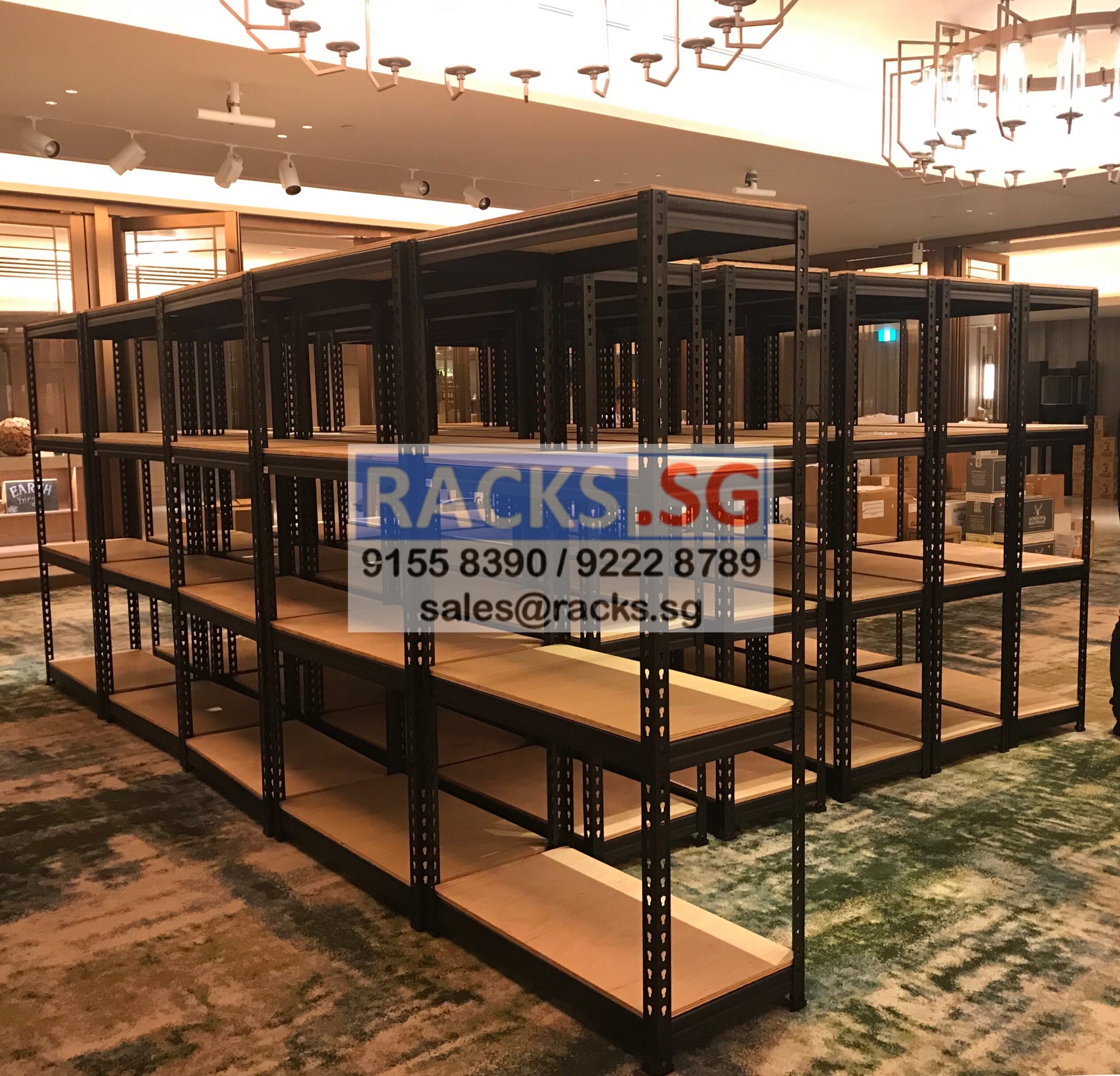 4TIER BOLTLESS RACK WITH PLYWOOD SHELVES Racks.SG Metal Boltless